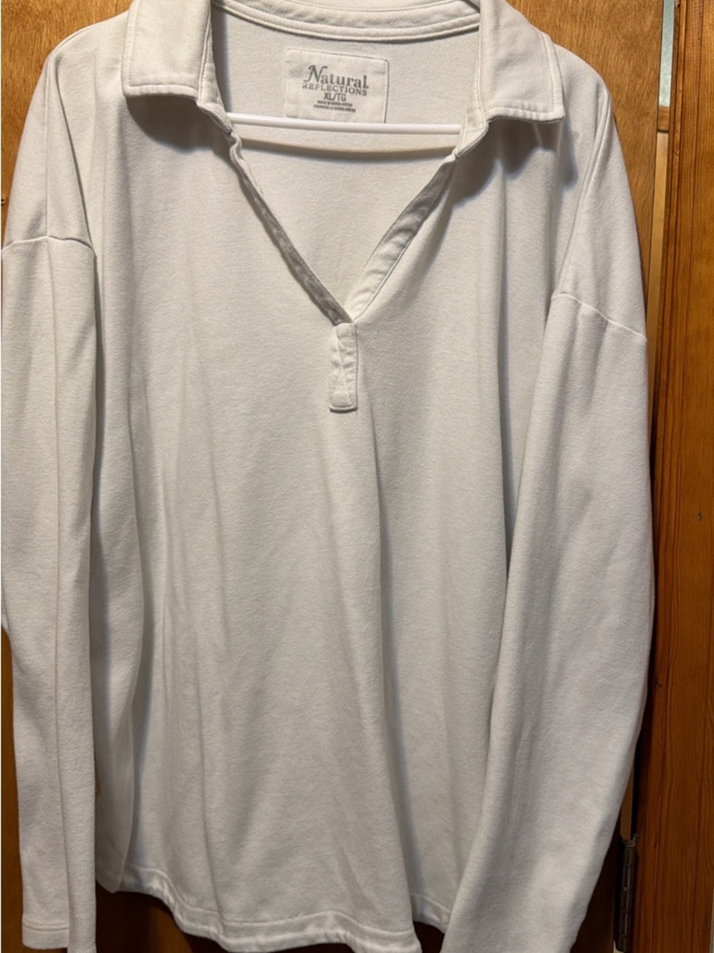 Natural Reflections Cream Long Sleeve Polo Pullover